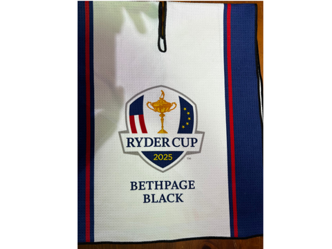 Bethpage Black 2025 Ryder Cup Microfiber Towel.  ALL PRODUCTS MUST BE PURCHASED THROUGH THE PRO SHOP- 516-249-4040