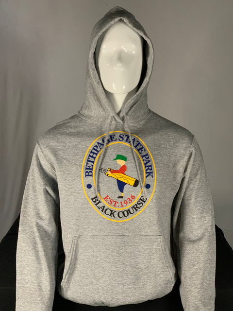 Gray Sweatshirt Hoodie with the Bethpage Black Course logo