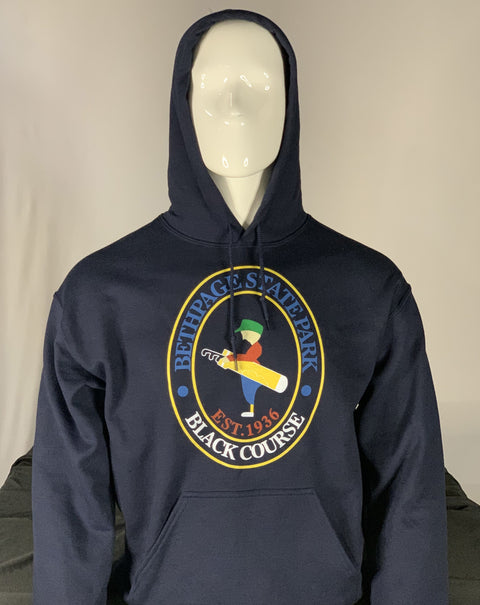 Navy Sweatshirt Hoodie with the Bethpage Black Course logo