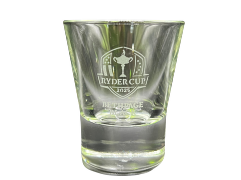 Bethpage Black 2025 Ryder Cup Shot Glass.  ALL PRODUCTS MUST BE PURCHASED THROUGH THE PRO SHOP- 516-249-4040