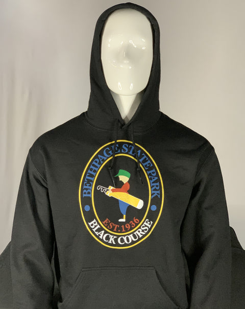 Black Sweatshirt Hoodie with the Bethpage Black Course logo
