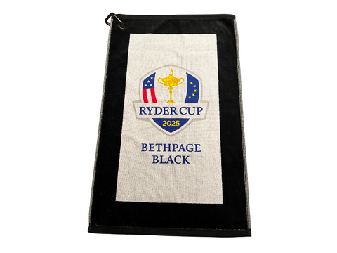 Devant Bethpage Black 2025 Ryder Cup Towel.  ALL PRODUCTS MUST BE PURCHASED THROUGH THE PRO SHOP- 516-249-4040